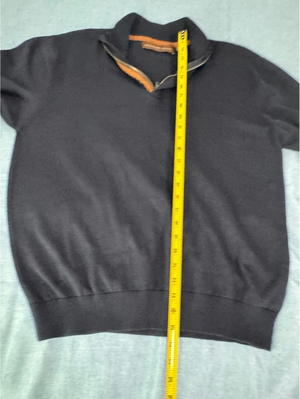 Woodland Trail Black Quarter Zip Pullover Sweater with Brown Trim